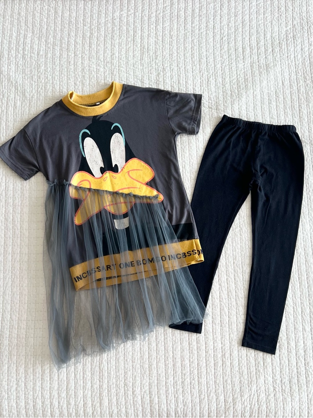 Girl oversized shirt/dress & leggings bundle, can be worn as halloween costume